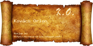 Kovács Orion névjegykártya