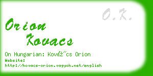orion kovacs business card